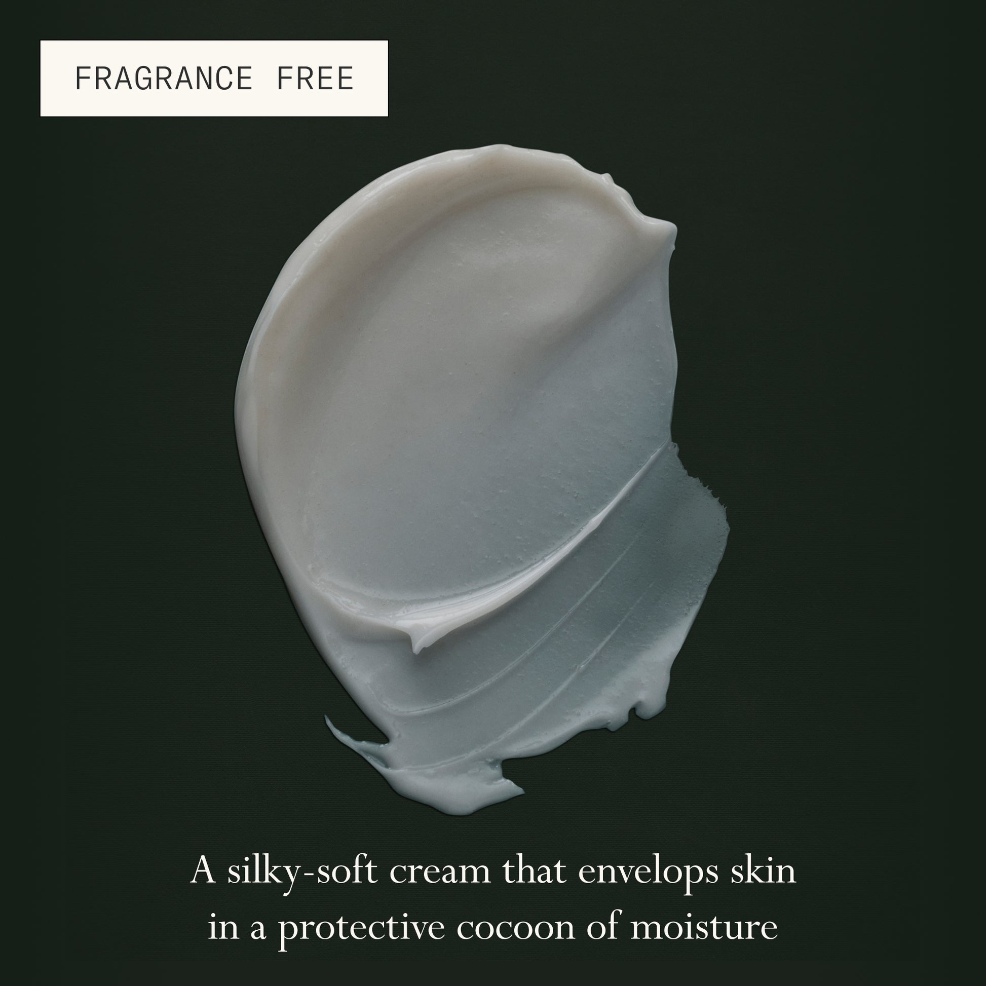 Skin Mercy texture graphic showing a silky-soft fragrance-free cream