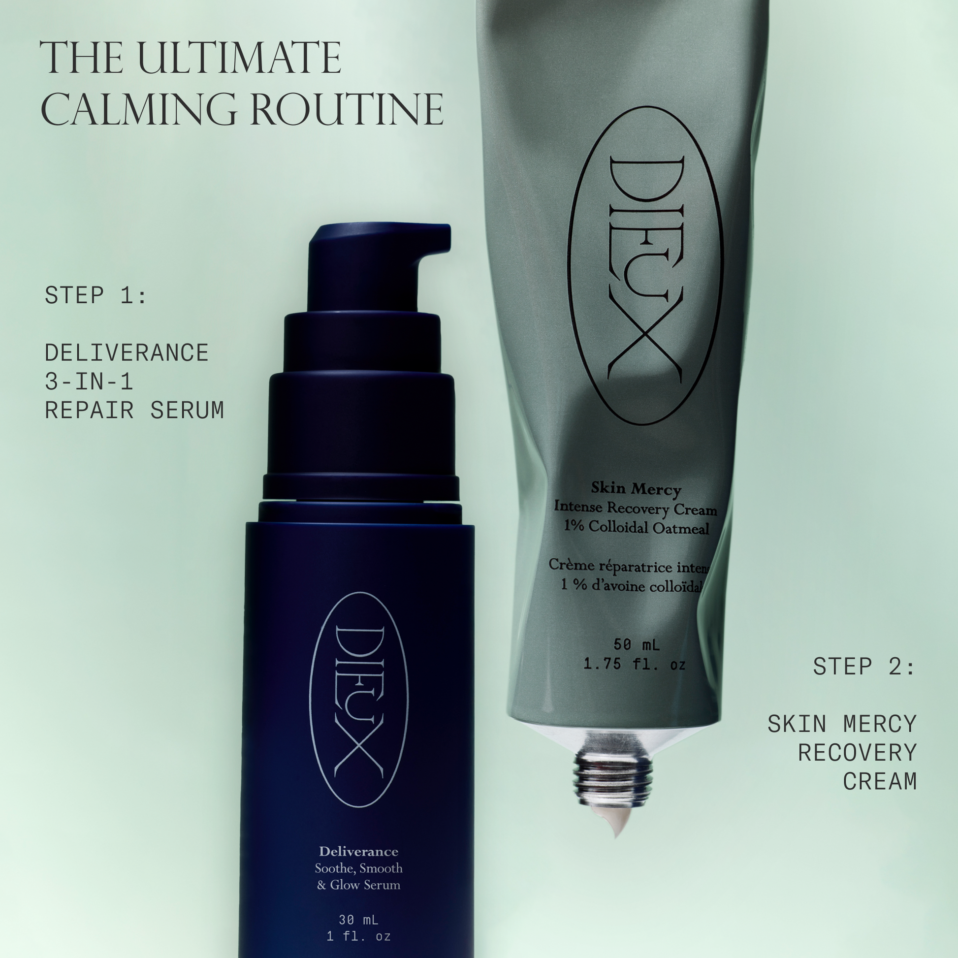 Ultimate calming routine graphic with Deliverance and Skin Mercy