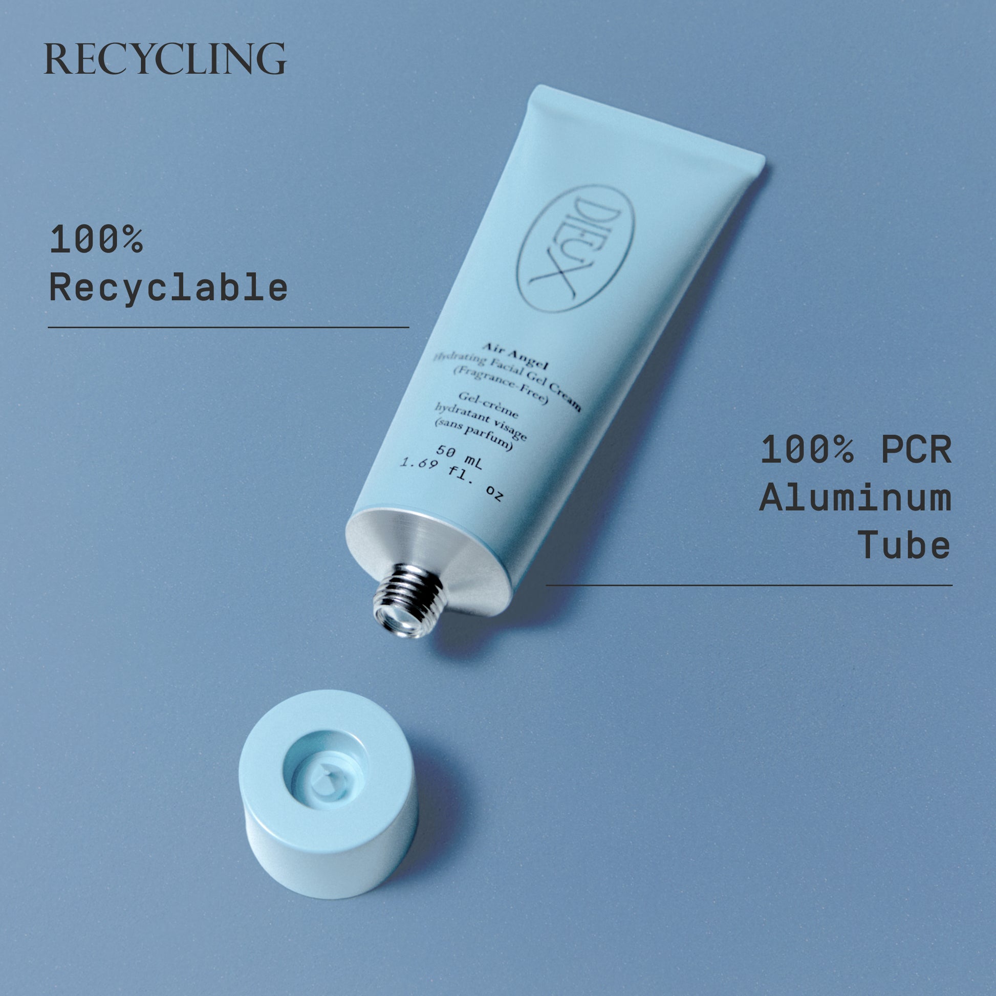 Air Angel recycling graphic showing recyclable aluminum tube