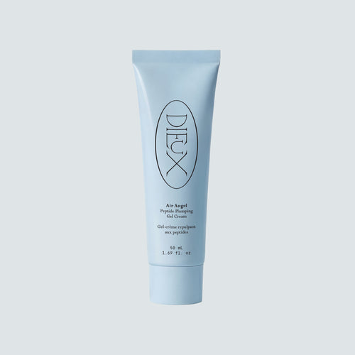 Dieux Air Angel Peptide Plumping Gel Cream 50 ml tube on a pale blue background