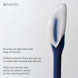 Skincare Scraper with text detailing benefits on a light gray background