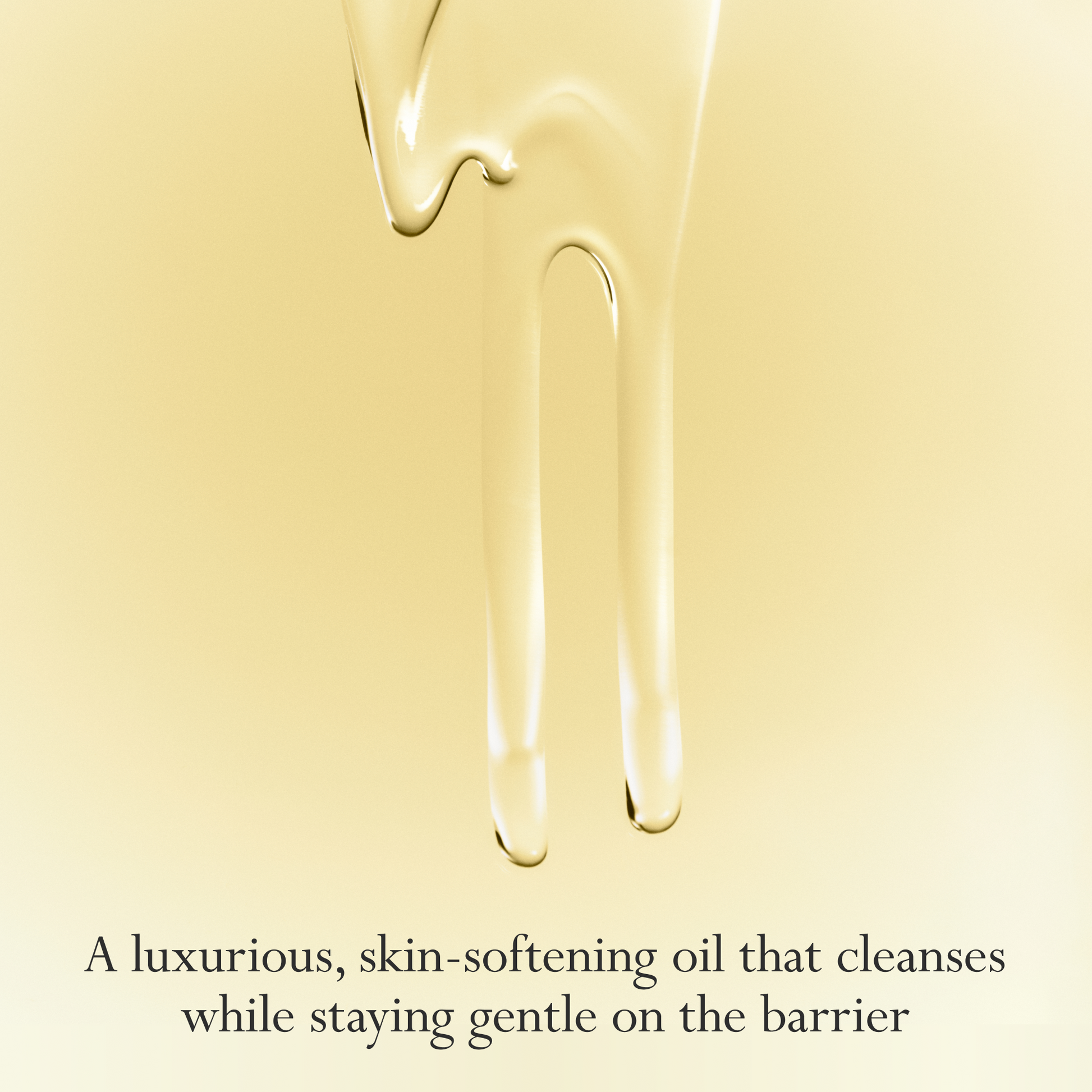 Ethereal sensory texture graphic showing cleansing oil