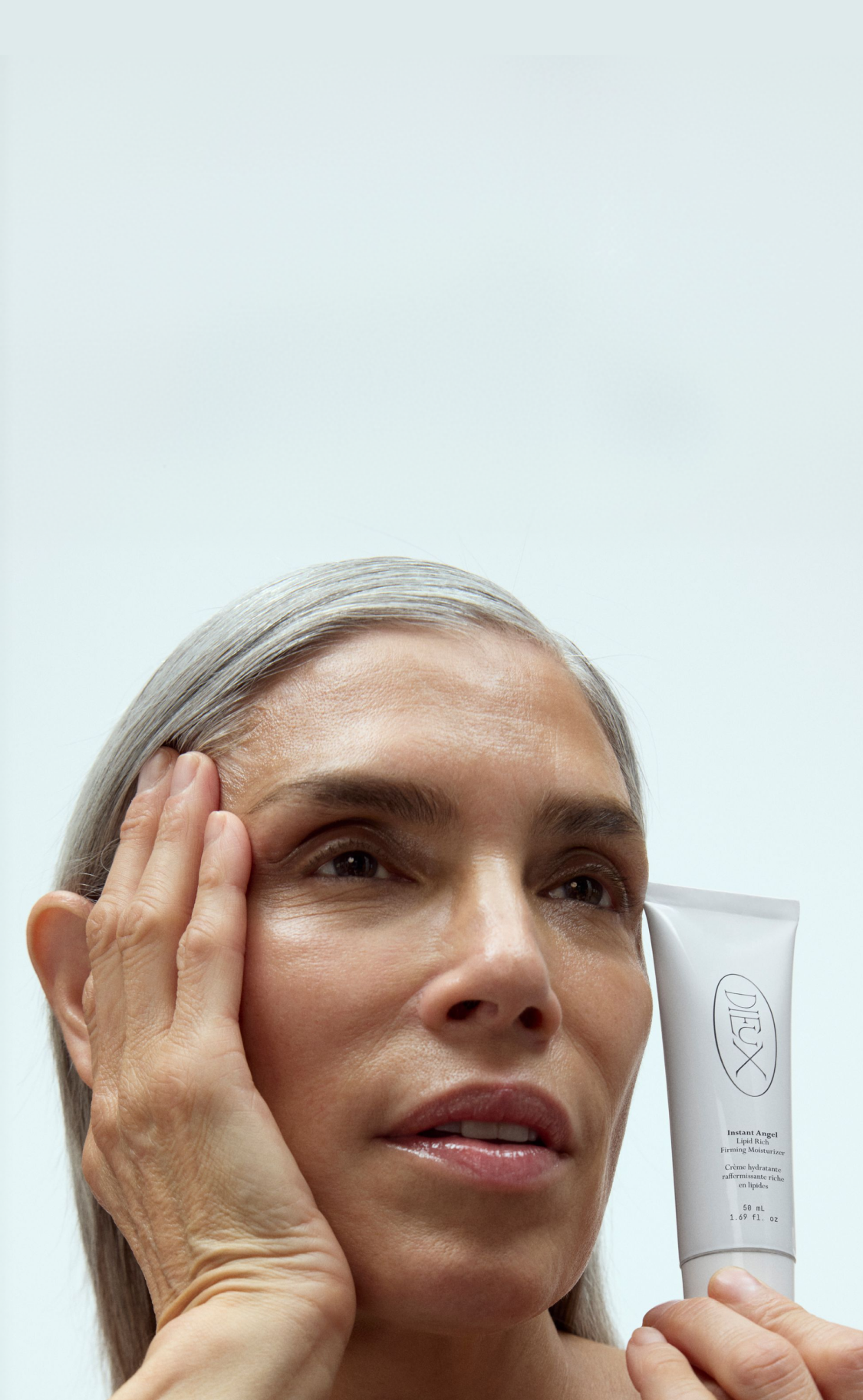Dieux skincare products with standards campaign image