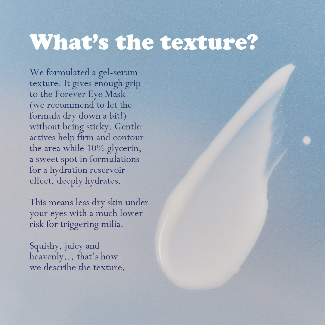 Auracle texture graphic with serum smear and product notes